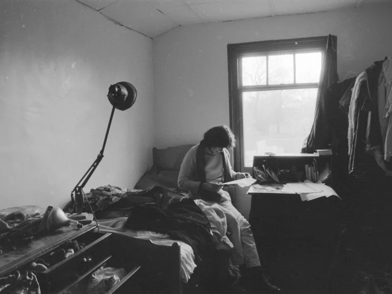 A writer in her room